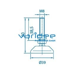 Stellfuß D40 M8x60