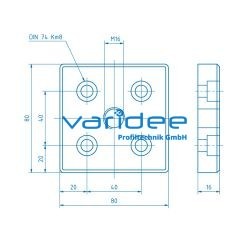 Kranplatte 8 80x80 M16, verzinkt