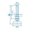 Stellfuß D40 M10x80