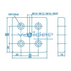 Fußplatte 8 80x80 M16