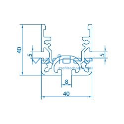 Rollenschiene 8 40x40, eloxiert (3 Meter)