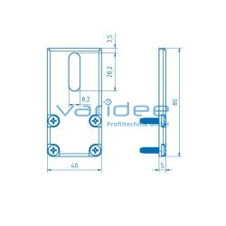 Rollenschiene 8, Abdeckplatte 80x40x5, verzinkt