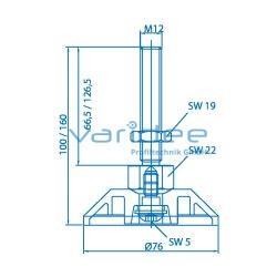 Stellfuß D80 M12x160, schwer