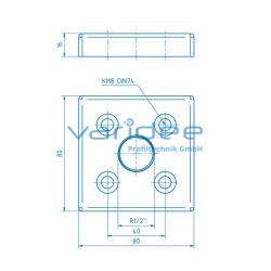 Pneumatik-Anschlussplatte 8 80x80 - R 1/2", naturfarben eloxiert