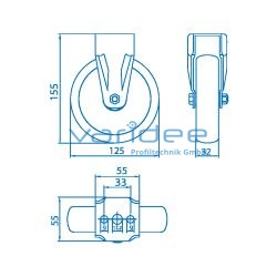 Bockrolle D125, schwarz