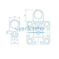 Anschlagprofil 8 20x18, schwarz (20 Meter)