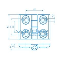 Scharnier 2D 76x60 Zn, schwarz