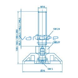 Stellfuß D80 M16x180, schwer