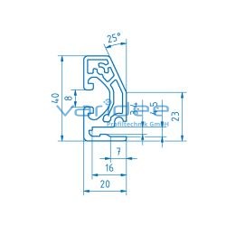 Rahmenprofil 8 40x20, eloxiert (Zuschnitt)