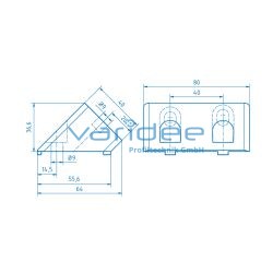 Winkelverbinder 8 80x40-45°, horizontal