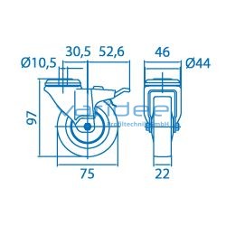 Lenkrolle D75 Doppelfeststeller