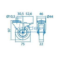 Lenkrolle D75 Doppelfeststeller, antistatisch