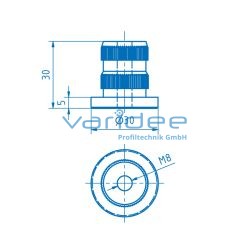 Gewindeeinsatz Profilrohr D30 M8 Al