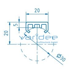 Gleitleiste D30, grau (2 Meter)