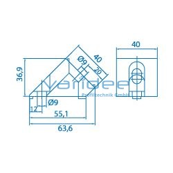 Winkelverbinder 8 40x40-45°