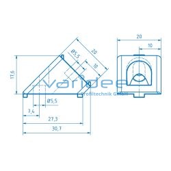 Winkelverbinder 5 20x20-45°