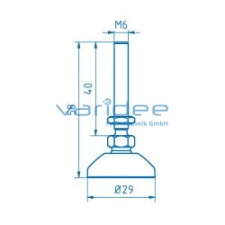 Stellfuß D30 M6x58