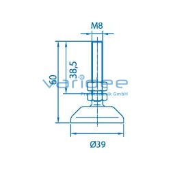 Stellfuß D40 M8x60