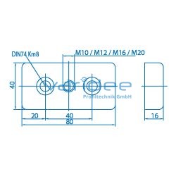 Fußplatte 8 80x40 M10