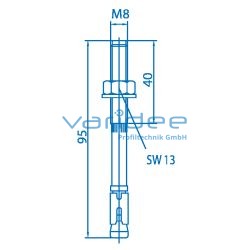 Bodenbefestigungssatz M8x95, verzinkt