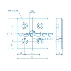 Kranplatte 8 80x80 M16, verzinkt