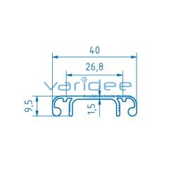 Deckelprofil D40 E (3 Meter)