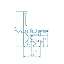 C-Schiene, Schlittenprofil 8 (3 Meter)