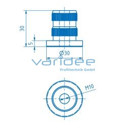 Gewindeeinsatz Profilrohr D30 M10 Al