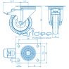 Lenkrolle D125 Doppelfeststeller mit Anschraubplatte 140x110