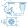 Lenkrolle D125, Doppelfeststeller, Anschraubplatte 140x110