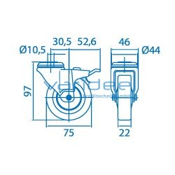 Lenkrolle D75, Doppelfeststeller, antistatisch, schwarz