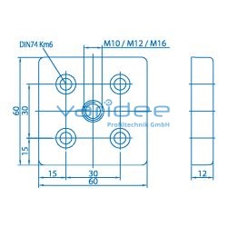 Fußplatte 6 60x60 M12
