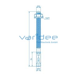 Bodenbefestigungssatz M10x130, verzinkt