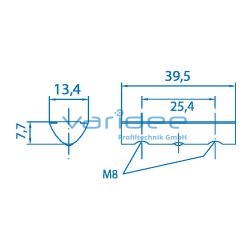 Nutenstein 8 St 2xM8-39,5 mit Steg, verzinkt
