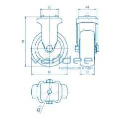 Bockrolle D80, Anschraubplatte