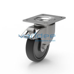 Lenkrolle D125, Doppelfeststeller, Anschraubplatte 140x110