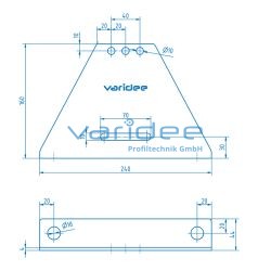 Stellfuß 8 240x160, schwarz