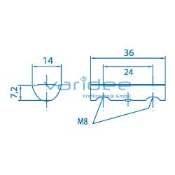 Nutenstein 8 St 2xM8-36 mit Steg, verzinkt