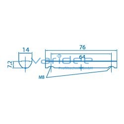 Nutenstein 8 St 2xM8-76 mit Steg, verzinkt
