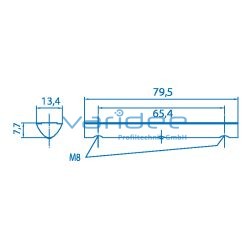 Nutenstein 8 St 2xM8-79,5 mit Steg, verzinkt