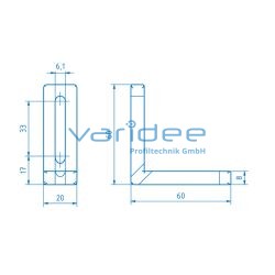 Befestigungswinkel 60x60x20 Zn