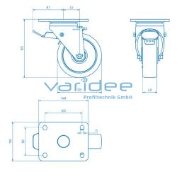Lenkrolle D125, Doppelfeststeller, schwer