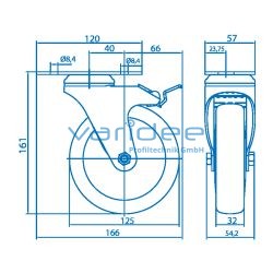 Lenkrolle D125, Doppelfeststeller, Anschraubplatte