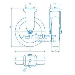 Bockrolle D125, Anschraubplatte