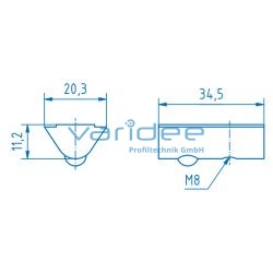 Nutenstein 12 St M8 mit Steg, verzinkt