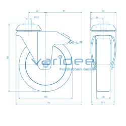Lenkrolle D125, Doppelfeststeller, schwarz