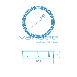 Abdeckkappe D30 flach, grau