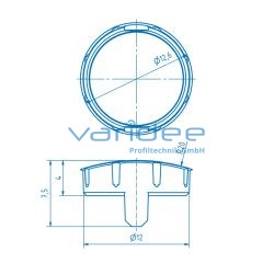 Abdeckkappe D30 gewölbt R15, grau
