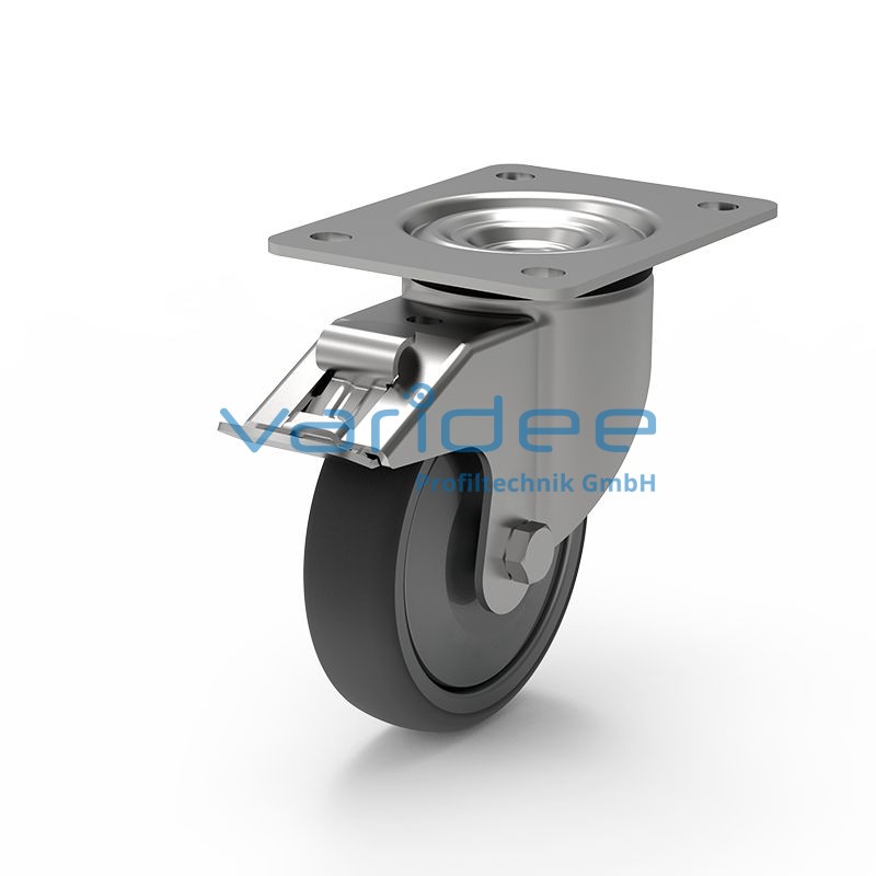 Lenkrolle D125, Doppelfeststeller, Anschraubplatte 140x110