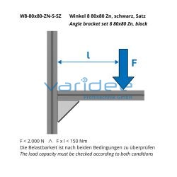 Winkel 8 80x80 Zn, schwarz, Satz